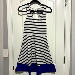 Juniors SO black/white with blue trim skater dress